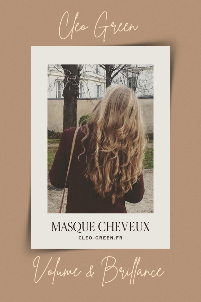 Visuel tutoriel masque cheveux volume et brillance naturel par Cleo Green - cheveux longs ondulés blonds vus de dos - tips cheveux naturels cleo-green.fr