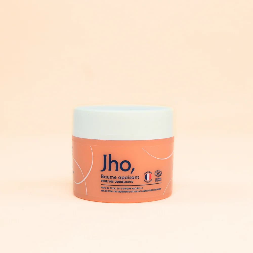 Baume apaisant Jho certifié bio pour soulager les douleurs menstruelles et crampes de règles, soin naturel féminin hydratant et calmant