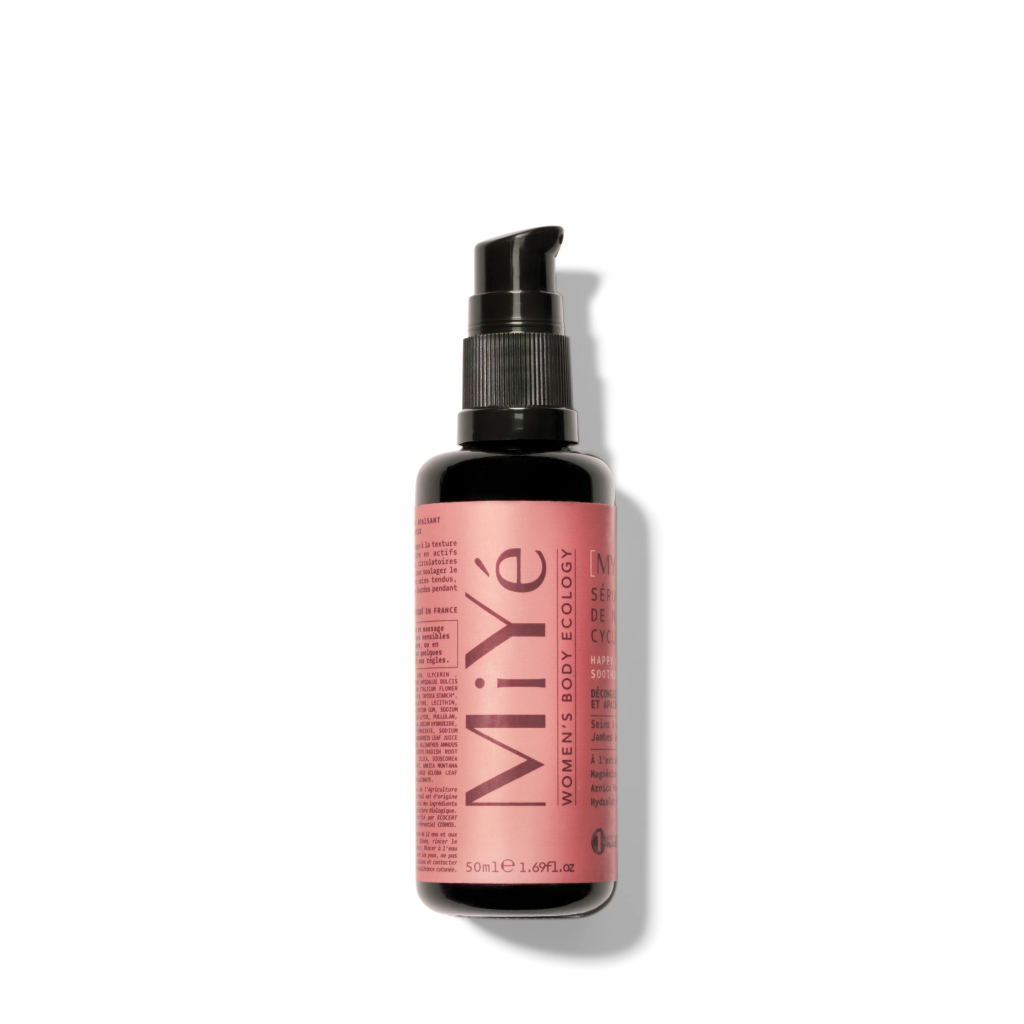 Sérum de massage Miyé pour cycles menstruels, soin naturel apaisant pour SPM, douleurs de règles, ventre et jambes lourdes