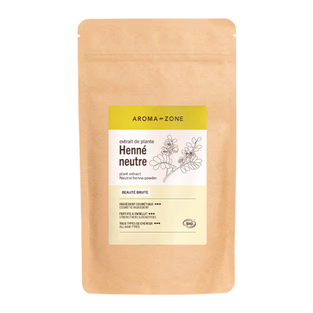 Sachet papier de poudre de henné neutre de la marque Aromazone 