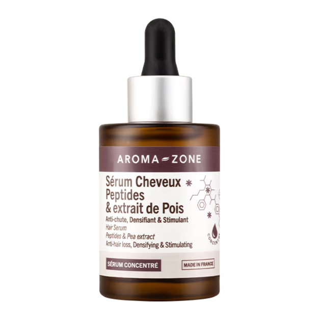 Flacon en verre de sérum cheveux de la marque Aromazone 
