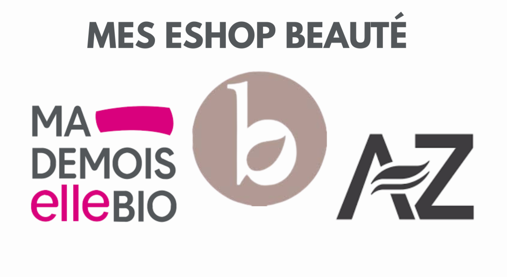 Mes eshops beauté favoris – logos Mademoiselle Bio, Mon corner b et Aromazone cosmétiques, sélection de boutiques beauté en ligne